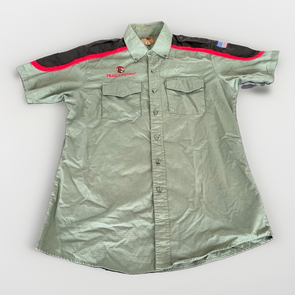 TRAIL LIFE USA Troop Uniform Shirt Adult L Ripstop Fabric Scouts USA Patch